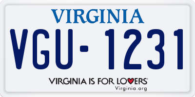 VA license plate VGU1231