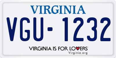 VA license plate VGU1232