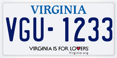 VA license plate VGU1233