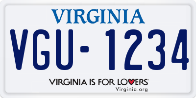 VA license plate VGU1234