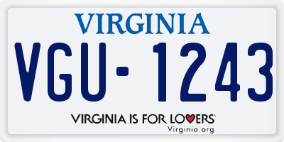 VA license plate VGU1243