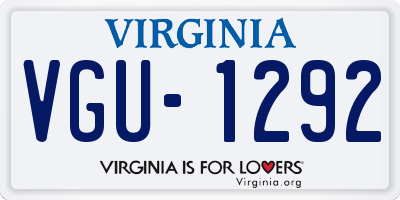 VA license plate VGU1292