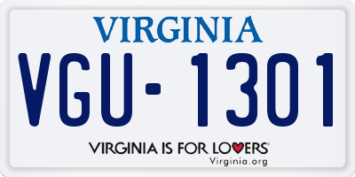 VA license plate VGU1301