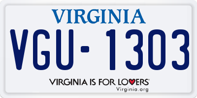 VA license plate VGU1303