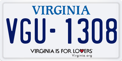 VA license plate VGU1308