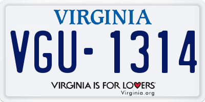 VA license plate VGU1314