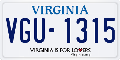 VA license plate VGU1315