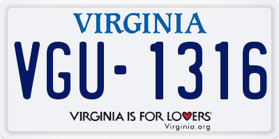 VA license plate VGU1316