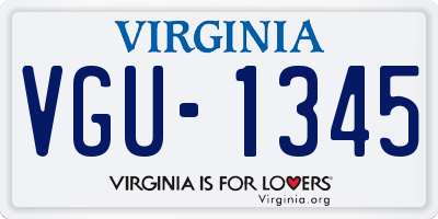 VA license plate VGU1345