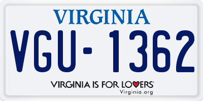 VA license plate VGU1362