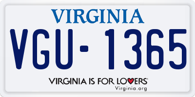 VA license plate VGU1365
