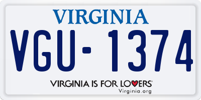 VA license plate VGU1374