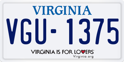 VA license plate VGU1375