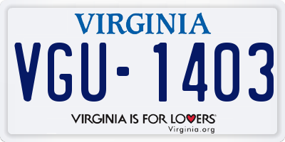VA license plate VGU1403