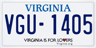 VA license plate VGU1405