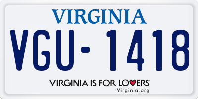 VA license plate VGU1418