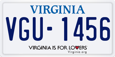 VA license plate VGU1456