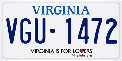 VA license plate VGU1472