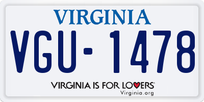 VA license plate VGU1478