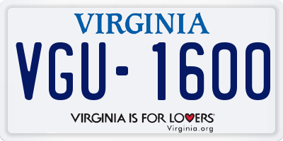 VA license plate VGU1600