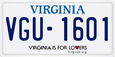 VA license plate VGU1601