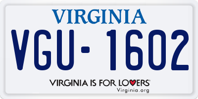 VA license plate VGU1602