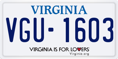 VA license plate VGU1603