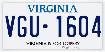 VA license plate VGU1604
