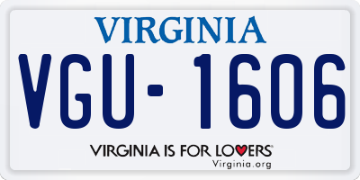 VA license plate VGU1606