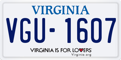 VA license plate VGU1607