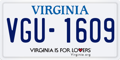 VA license plate VGU1609