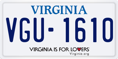 VA license plate VGU1610