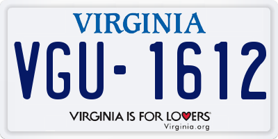 VA license plate VGU1612