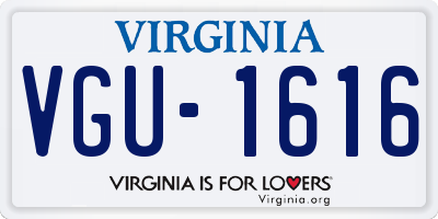 VA license plate VGU1616