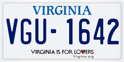 VA license plate VGU1642