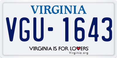 VA license plate VGU1643