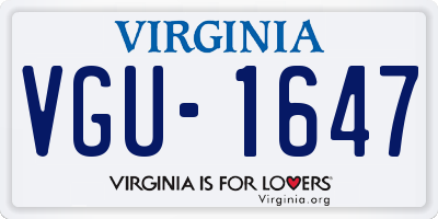 VA license plate VGU1647