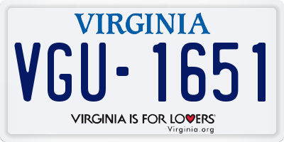 VA license plate VGU1651