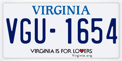VA license plate VGU1654
