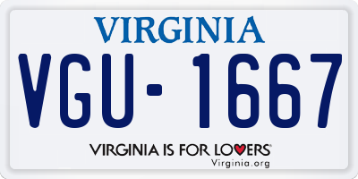 VA license plate VGU1667