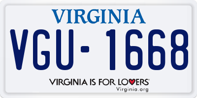 VA license plate VGU1668