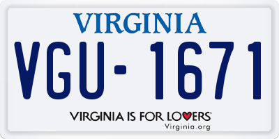 VA license plate VGU1671
