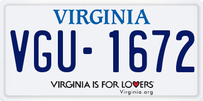 VA license plate VGU1672