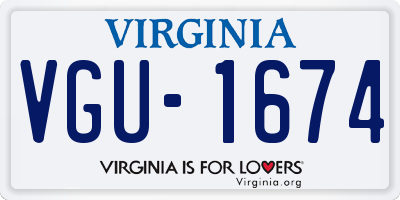 VA license plate VGU1674