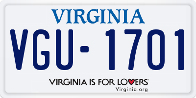 VA license plate VGU1701