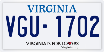 VA license plate VGU1702