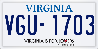 VA license plate VGU1703