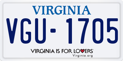 VA license plate VGU1705
