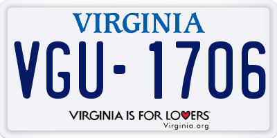 VA license plate VGU1706