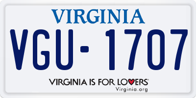 VA license plate VGU1707